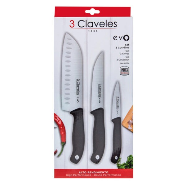 Evo Set Cocina 3 cuchillos - Verduras - Cocinero - Santoku - Image 5